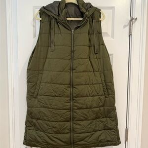 Olive Green Quilted Sleeveless Vest
